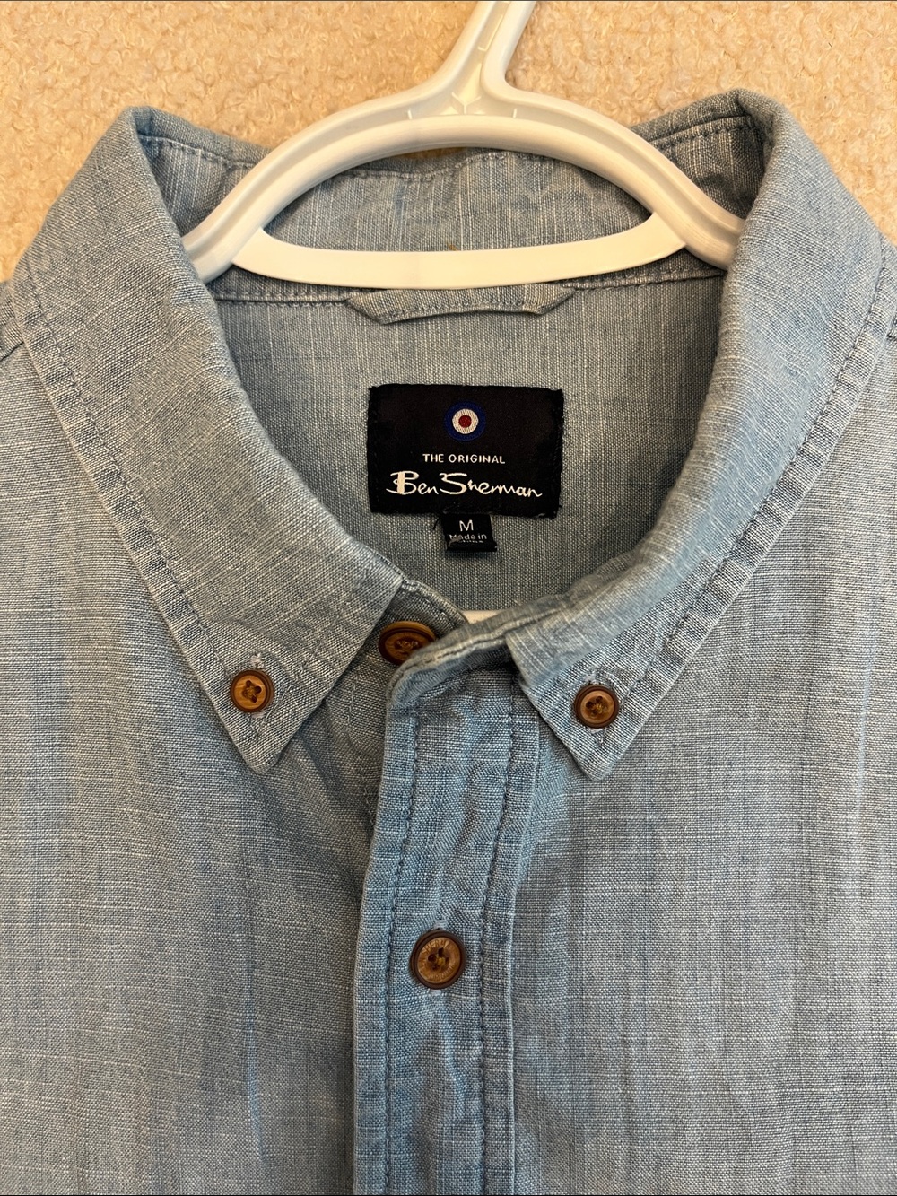 Ben Sherman Blue Jean (Light Blue) Short-Sleeve Button-Down Shirt